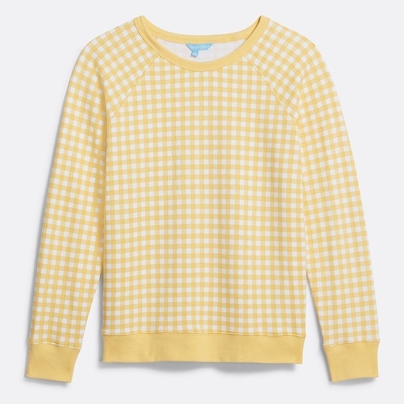 Draper James Yellow Natalie Gingham Sweatshirt Reese Witherspoon Brand New - Picture 2 of 9